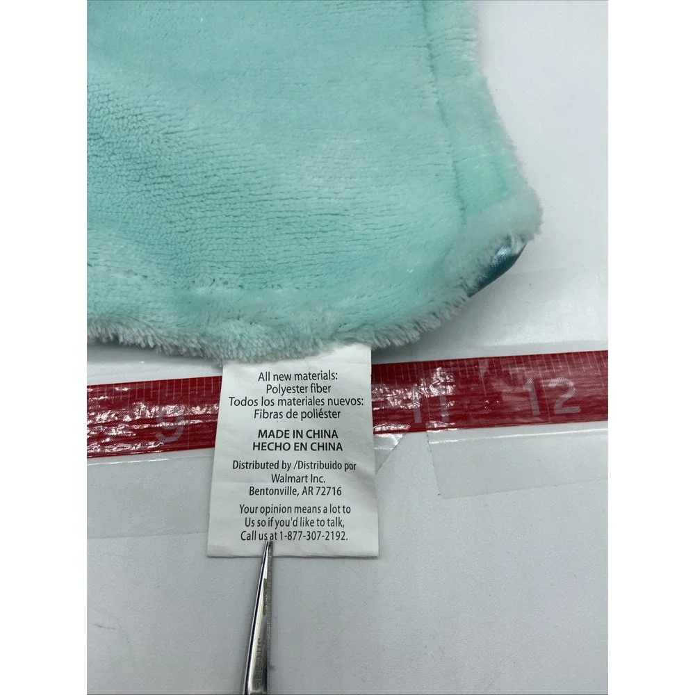 Walmart Elephant Baby Security Blanket Lovey Plush Gray Blue Satin Back 12x12